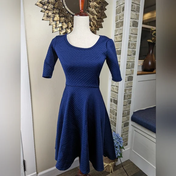 LuLaRoe | Dresses | Lularoe Navy Quilted A Line Dress Size Xs | Poshmark